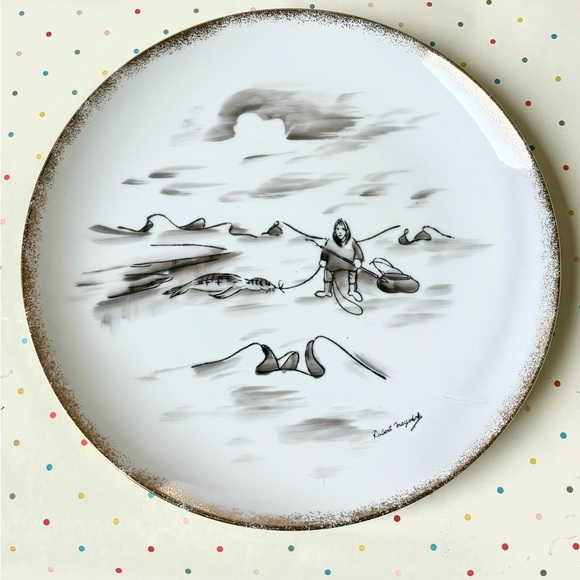 Set-2 VNTGAlaska Inuit Wild Hunt Plates Robert Mayokok TransferWare 10.25”rnd - Picture 7 of 16